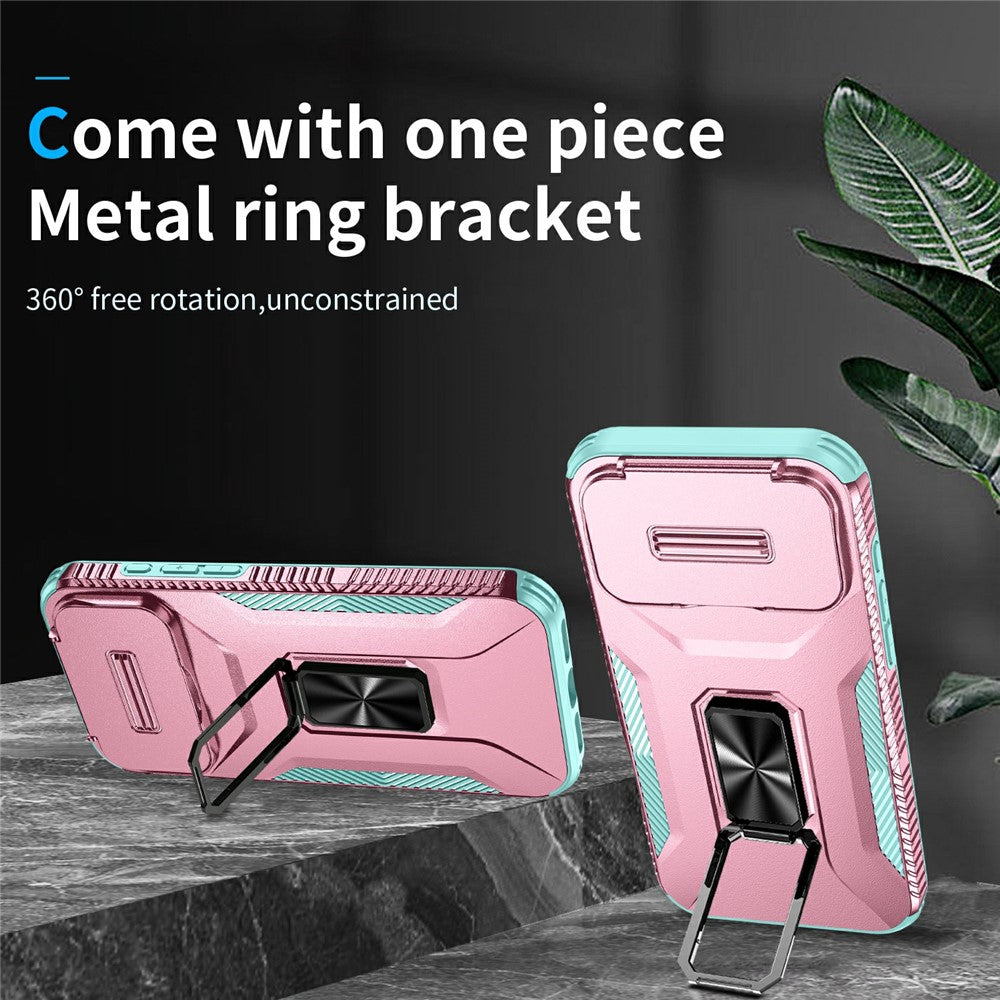 For iPhone 17 Pro Max Case Camshield Kickstand TPU + PC Anti-Slip Phone Cover - Pink / Green