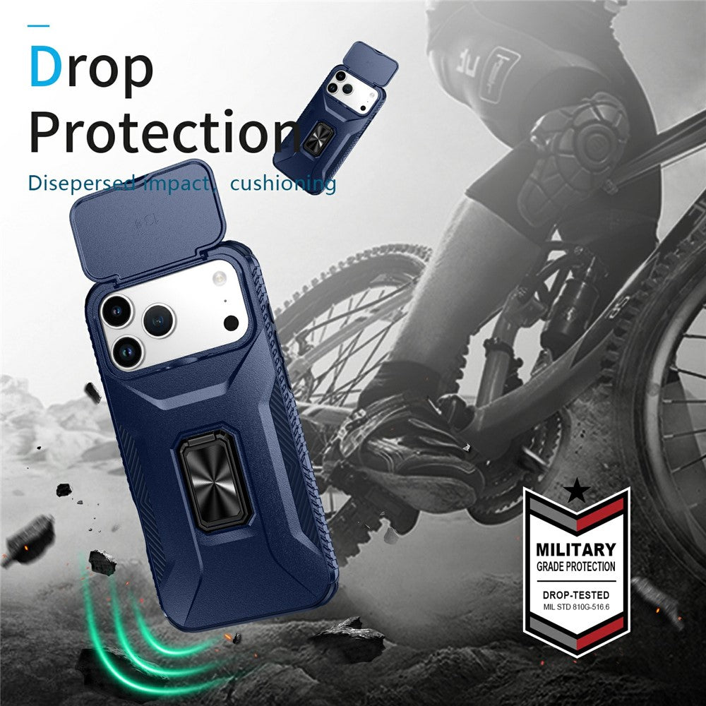 For iPhone 17 Pro Max Case Camshield Kickstand TPU + PC Anti-Slip Phone Cover - Blue