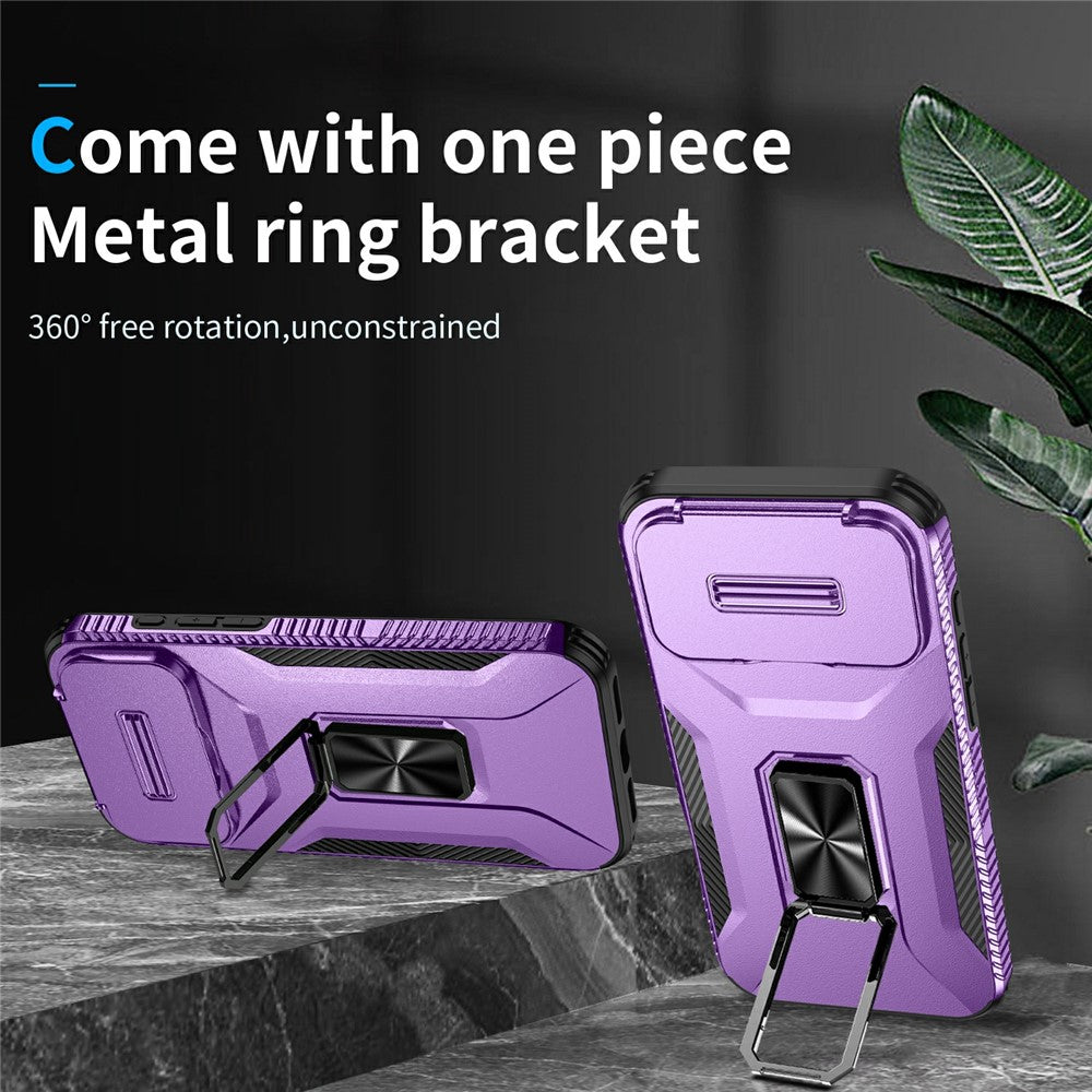 For iPhone 17 Pro Max Case Camshield Kickstand TPU + PC Anti-Slip Phone Cover - Purple