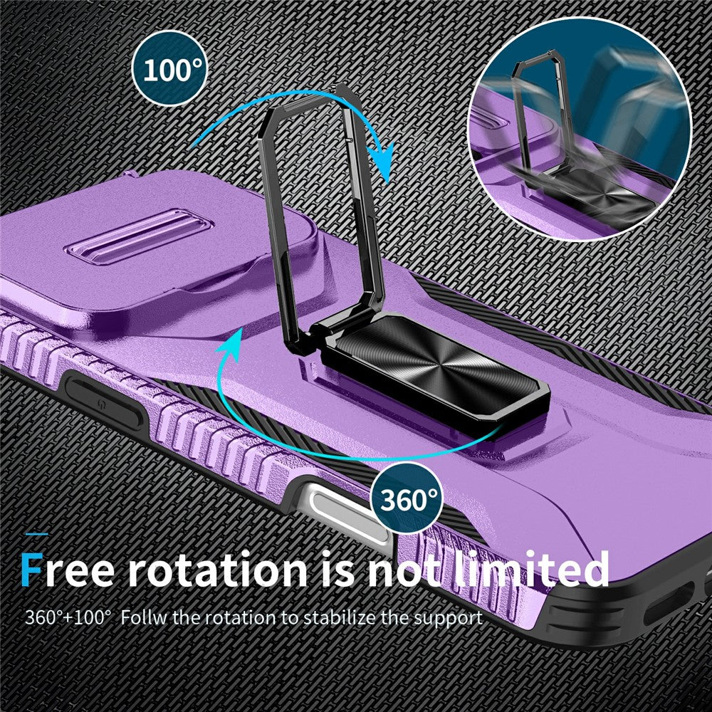 For iPhone 17 Pro Max Case Camshield Kickstand TPU + PC Anti-Slip Phone Cover - Purple