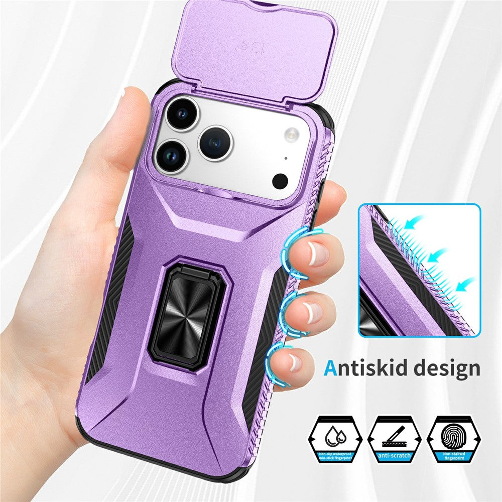 For iPhone 17 Pro Max Case Camshield Kickstand TPU + PC Anti-Slip Phone Cover - Purple