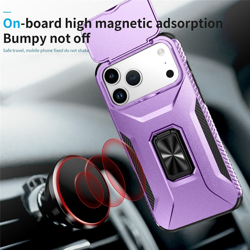 For iPhone 17 Pro Max Case Camshield Kickstand TPU + PC Anti-Slip Phone Cover - Purple