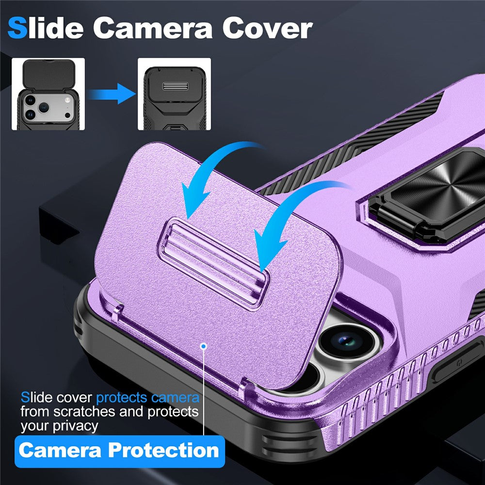 For iPhone 17 Pro Max Case Camshield Kickstand TPU + PC Anti-Slip Phone Cover - Purple