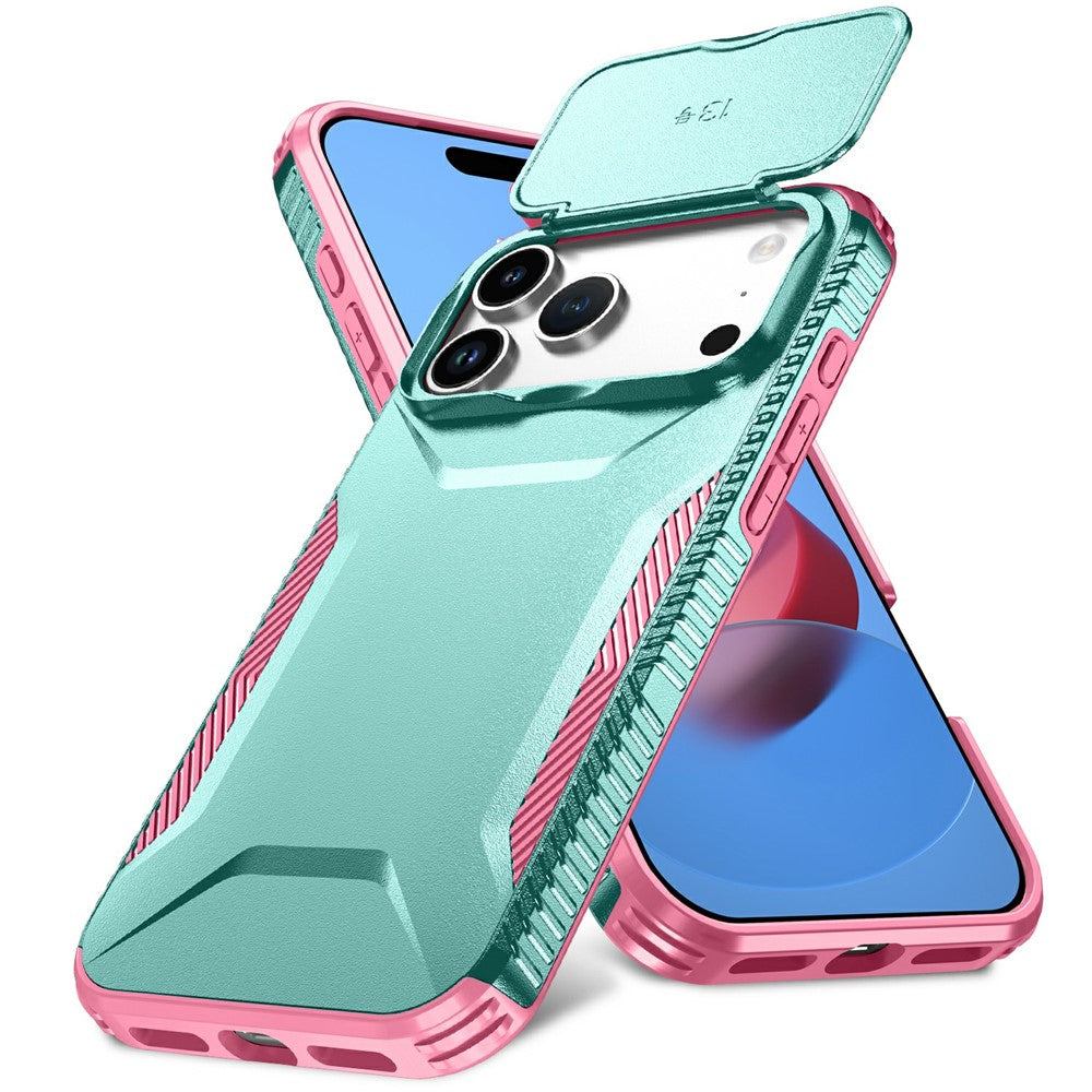 For iPhone 17 Pro Max Case Camshield TPU + PC Phone Cover Non-Slip Side Edge - Green / Pink