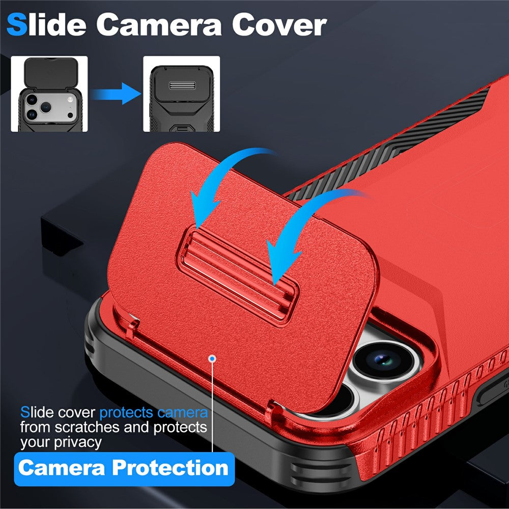 For iPhone 17 Pro Max Case Camshield TPU + PC Phone Cover Non-Slip Side Edge - Red