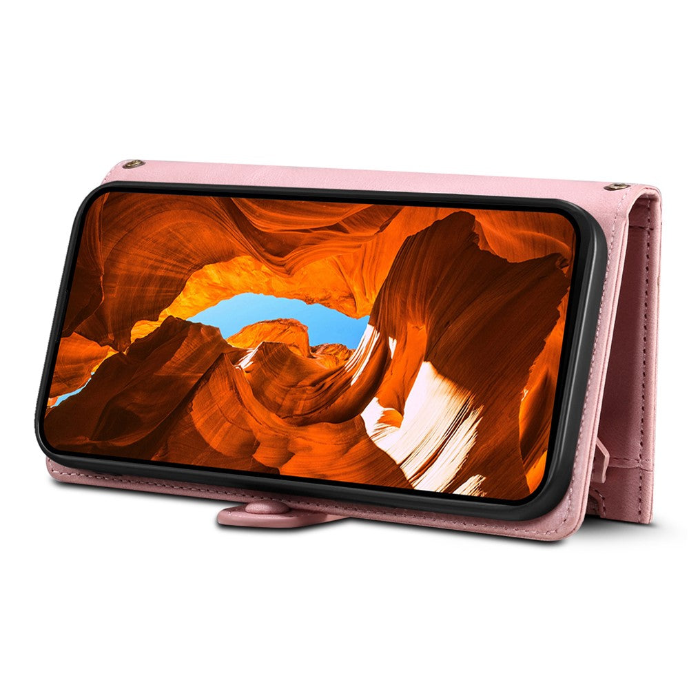 ESEBLE Star Series For iPhone 17 Pro Max Case Zipper Wallet Leather Stand Phone Cover with Wrist Strap - Rose Gold