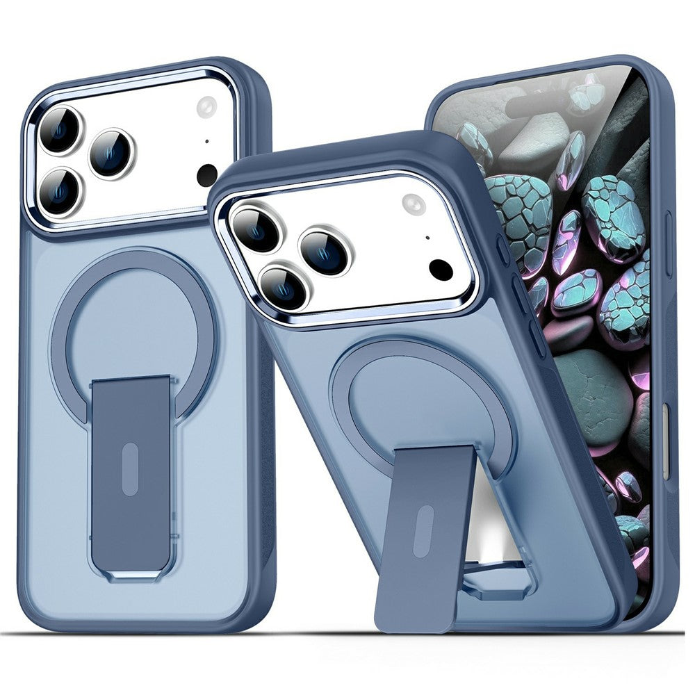 For iPhone 17 Pro Max Case Compatible with MagSafe PC + TPU Phone Cover with Kickstand - Dark Blue