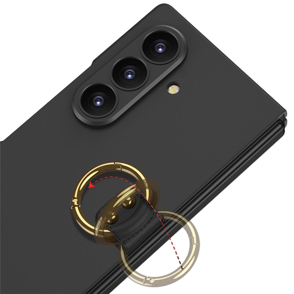 GKK For Samsung Galaxy Z Fold7 5G Case with Ring Holder Slim Hard PC + Tempered Glass Phone Cover - Black