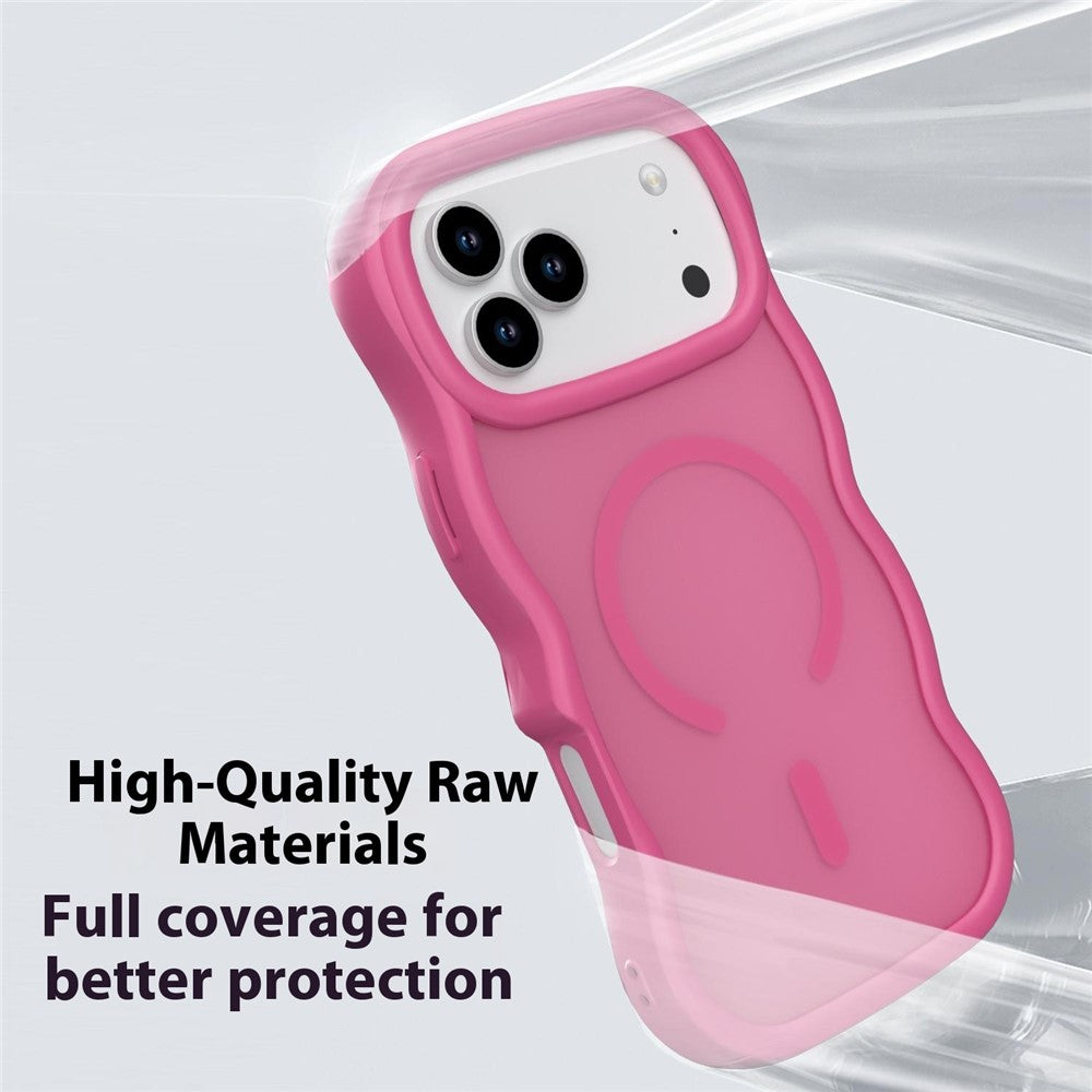 For iPhone 17 Pro Max Case Compatible with MagSafe TPU + PC Phone Back Cover Skin Touch Wave Shape - Rose