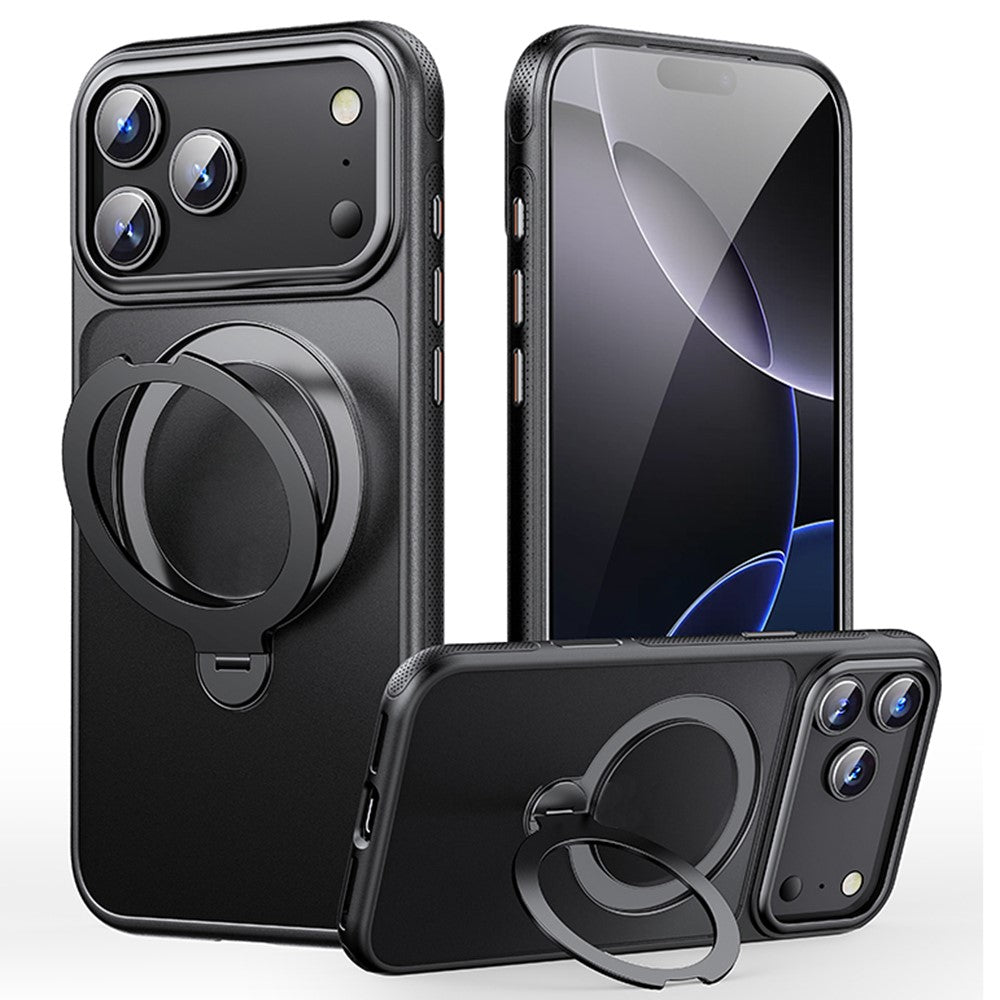 For iPhone 17 Pro Max Case Compatible with MagSafe Drop Proof TPU PC Kickstand Phone Cover - Black