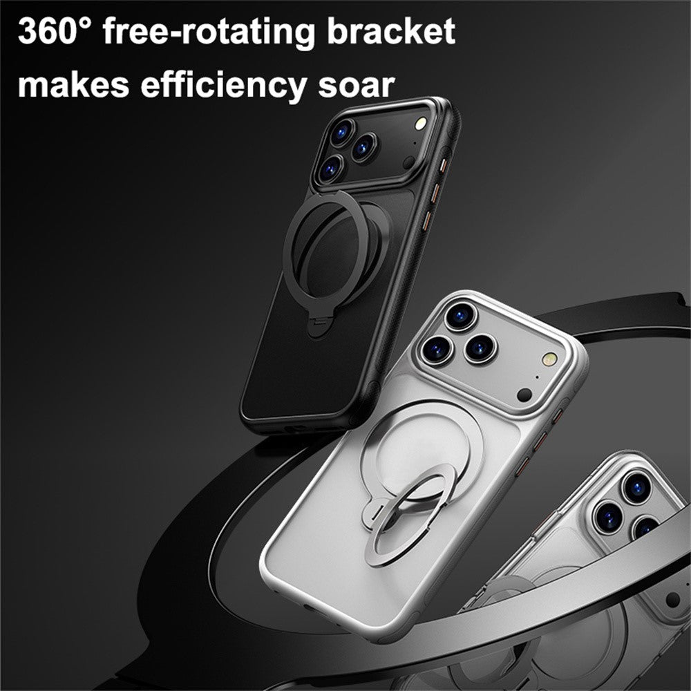 For iPhone 17 Pro Max Case Compatible with MagSafe Drop Proof TPU PC Kickstand Phone Cover - Black