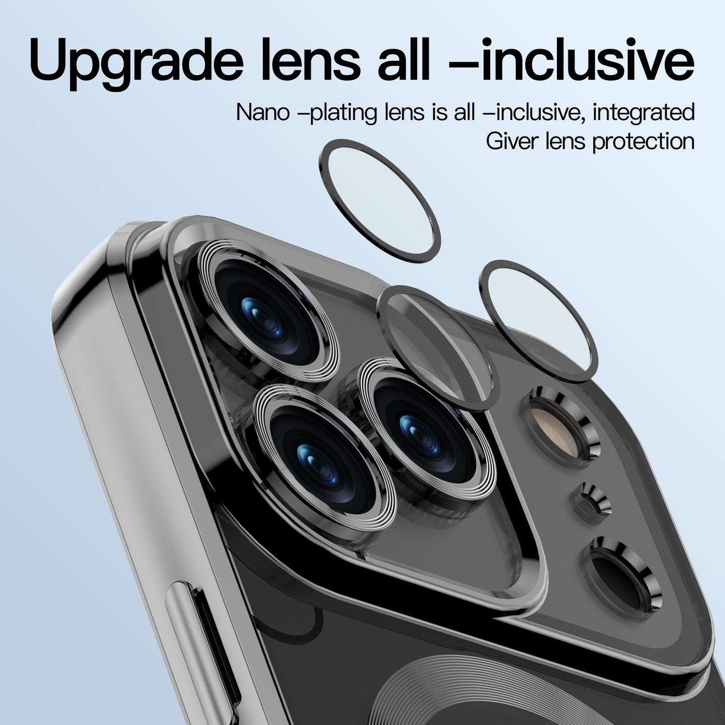 For iPhone 17 Pro Max Magnetic Case WANLONFENG WX Series TPU Phone Cover with 2Pcs Screen Film / Lens Film - Black