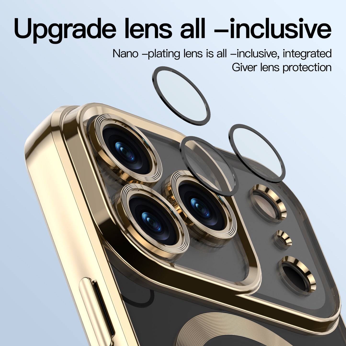For iPhone 17 Pro Max Magnetic Case WANLONFENG WX Series TPU Phone Cover with 2Pcs Screen Film / Lens Film - Gold