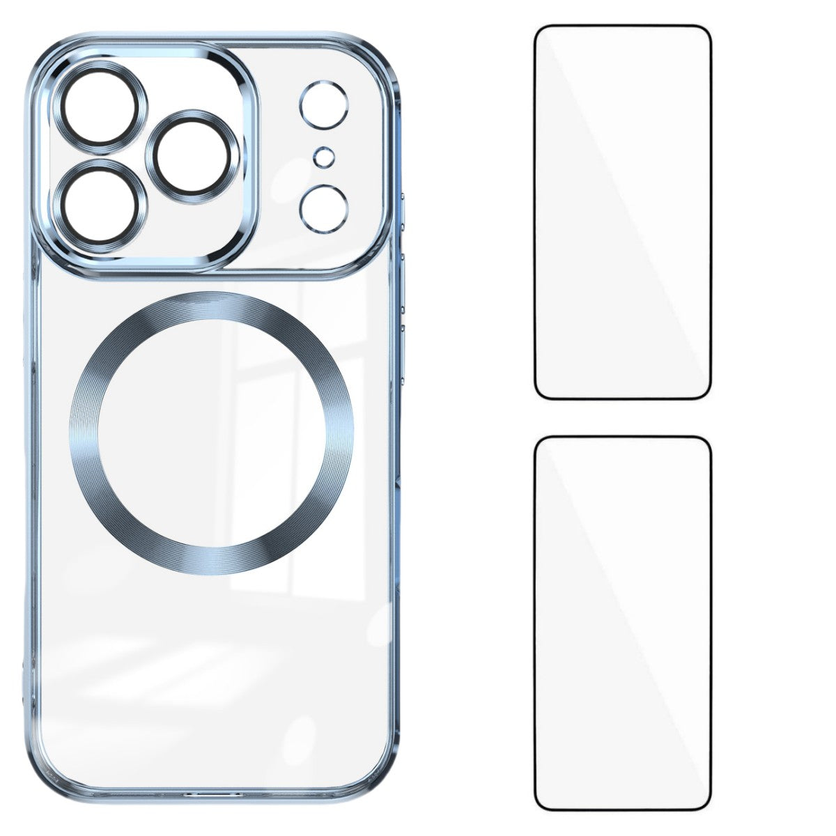 For iPhone 17 Pro Max Magnetic Case WANLONFENG WX Series TPU Phone Cover with 2Pcs Screen Film / Lens Film - Blue