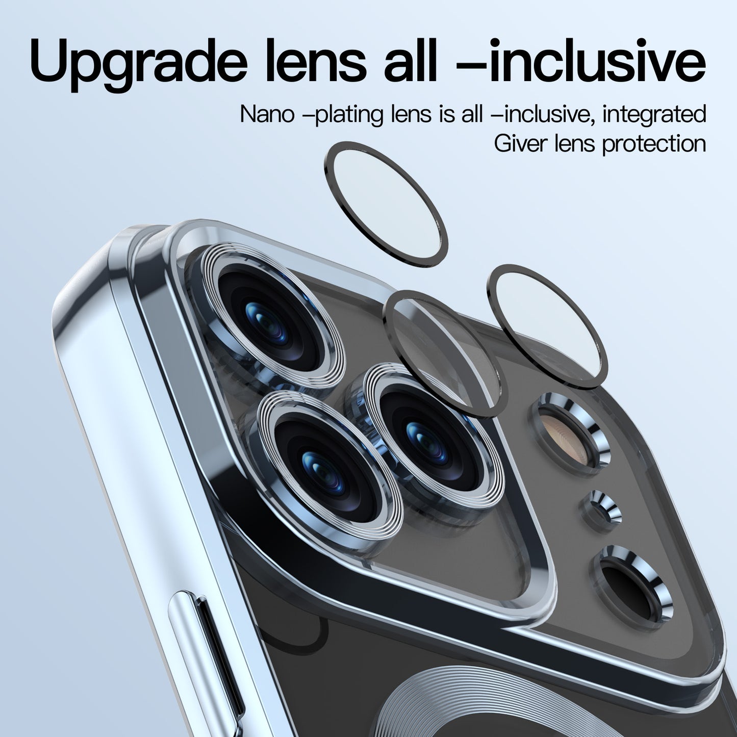 For iPhone 17 Pro Max Magnetic Case WANLONFENG WX Series TPU Phone Cover with 2Pcs Screen Film / Lens Film - Blue