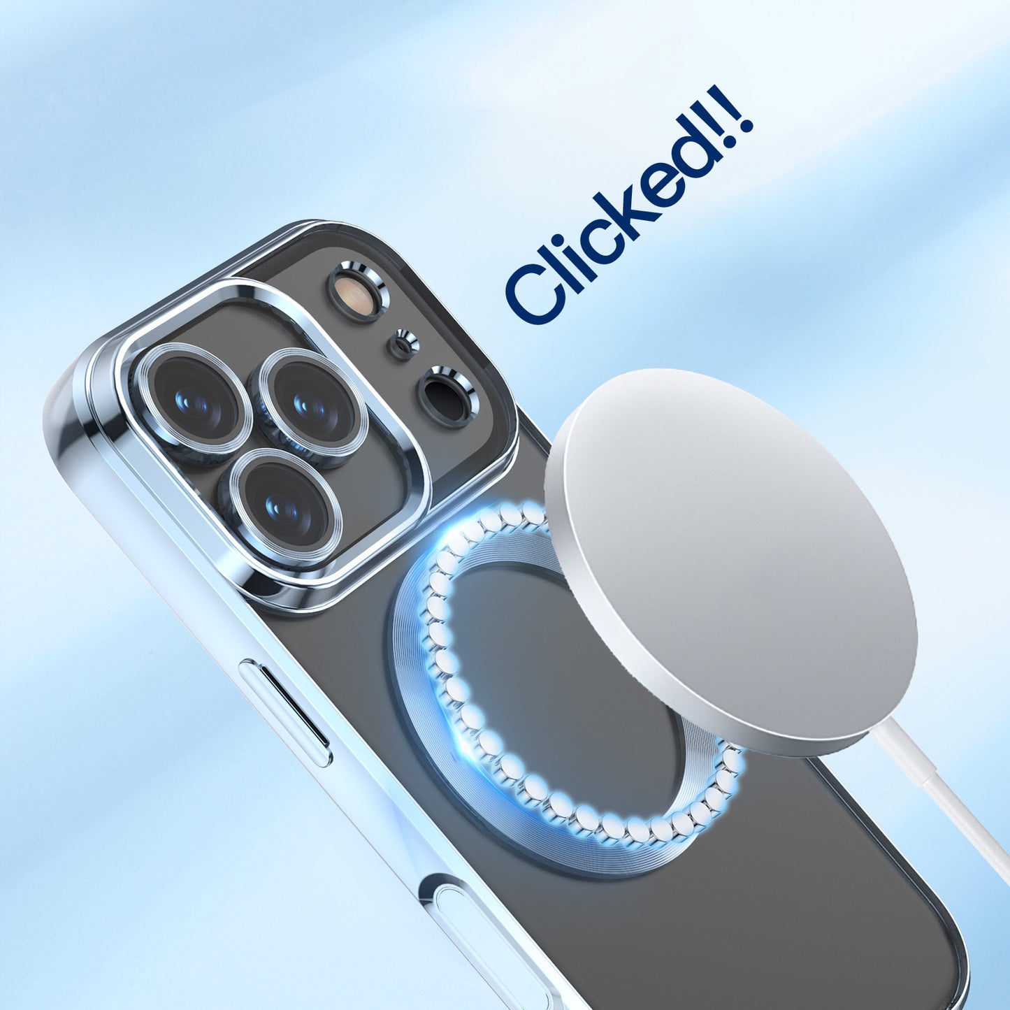 For iPhone 17 Pro Max Magnetic Case WANLONFENG WX Series TPU Phone Cover with 2Pcs Screen Film / Lens Film - Blue