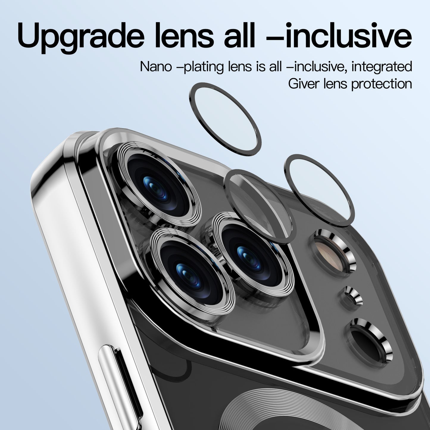 For iPhone 17 Pro Max Magnetic Case WANLONFENG WX Series TPU Phone Cover with 2Pcs Screen Film / Lens Film - Silver