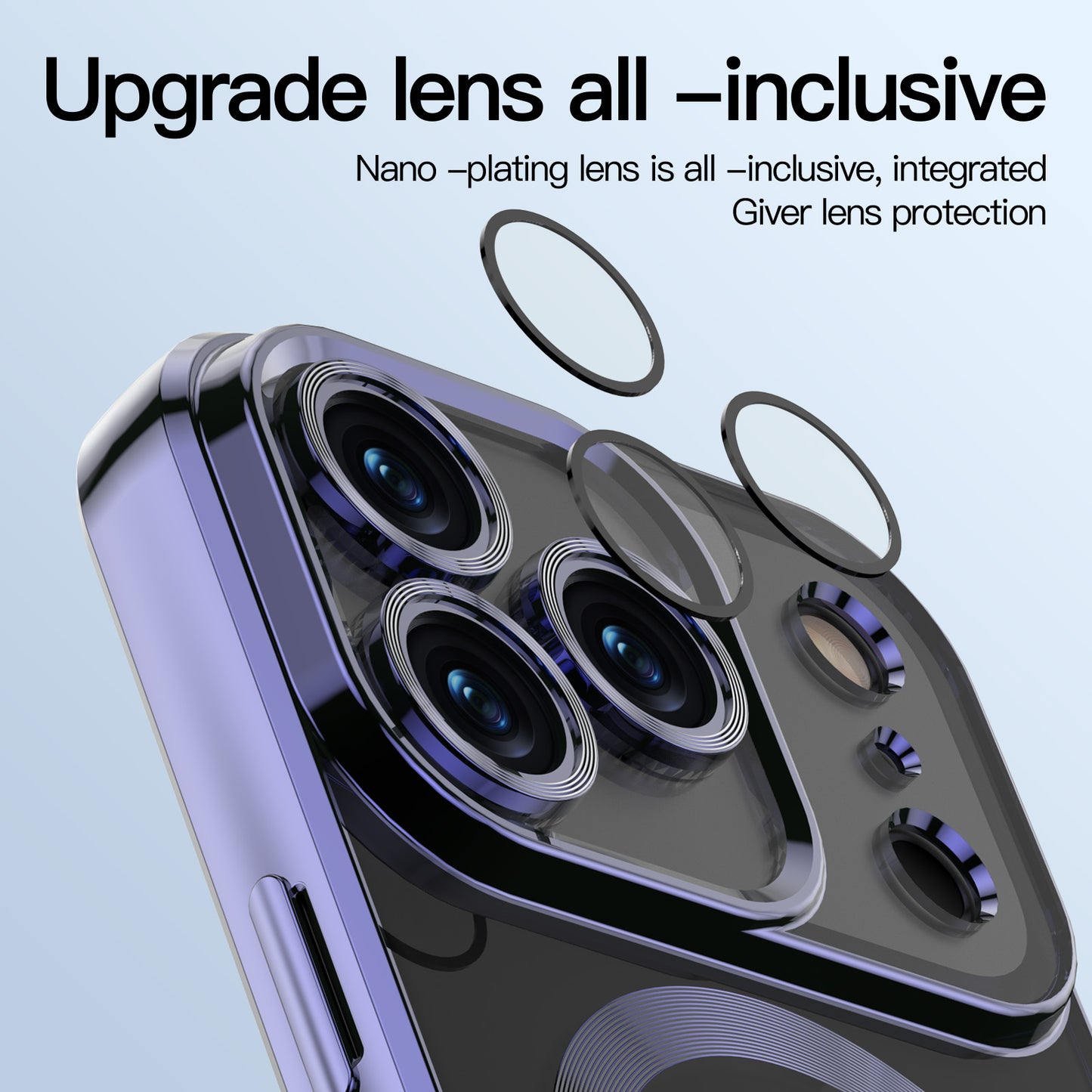 For iPhone 17 Pro Max Magnetic Case WANLONFENG WX Series TPU Phone Cover with 2Pcs Screen Film / Lens Film - Purple