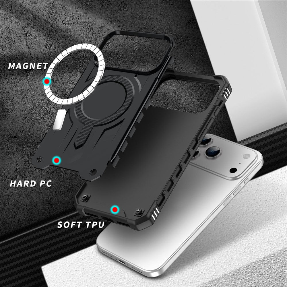 For iPhone 17 Pro Max Case Compatible with MagSafe Four Corner Airbags PC + TPU Phone Cover - Black