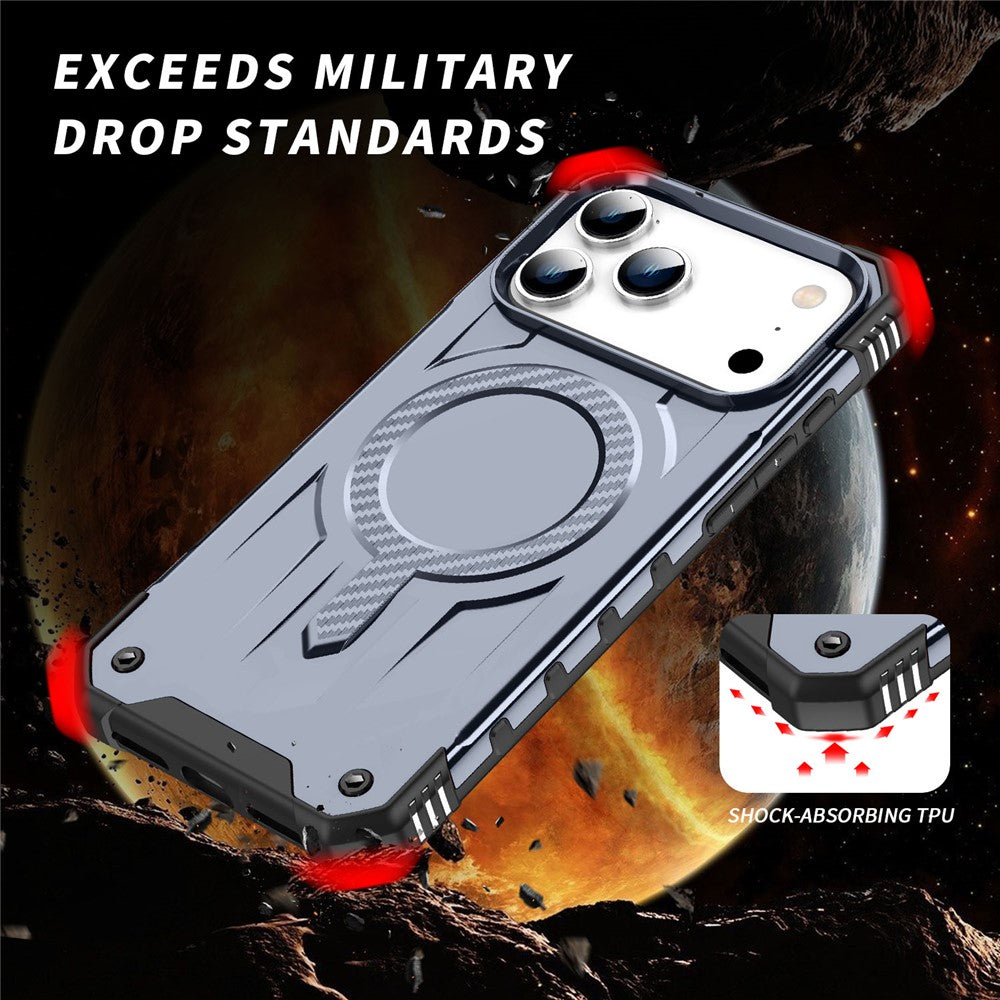 For iPhone 17 Pro Max Case Compatible with MagSafe Four Corner Airbags PC + TPU Phone Cover - Grey