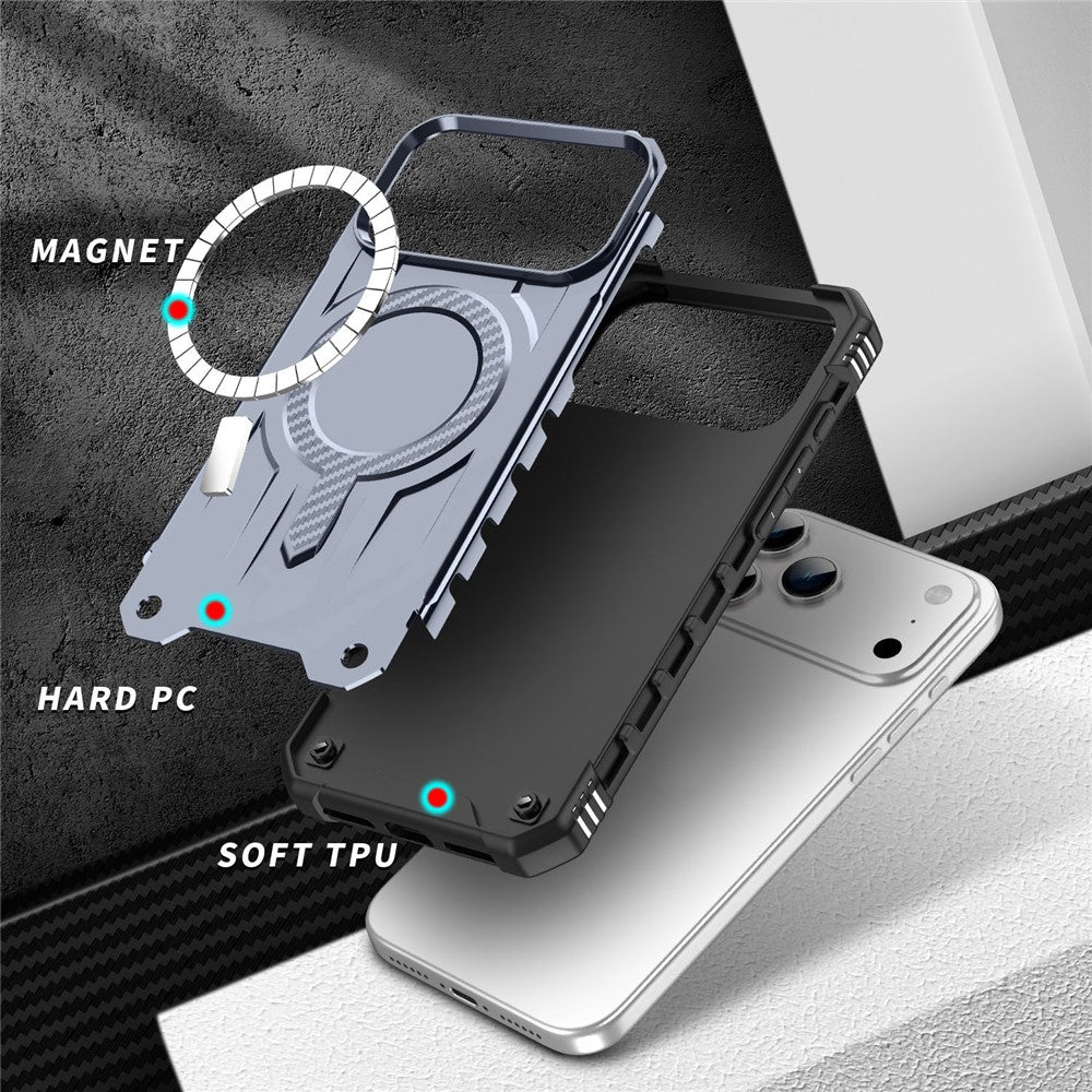 For iPhone 17 Pro Max Case Compatible with MagSafe Four Corner Airbags PC + TPU Phone Cover - Grey