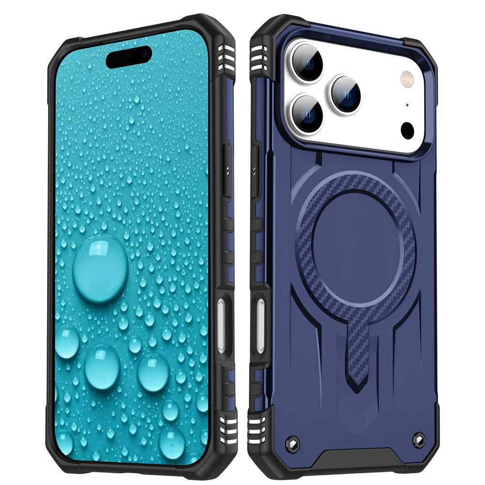 For iPhone 17 Pro Max Case Compatible with MagSafe Four Corner Airbags PC + TPU Phone Cover - Blue