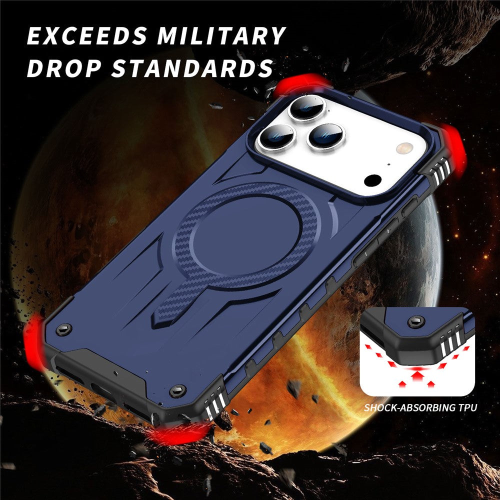 For iPhone 17 Pro Max Case Compatible with MagSafe Four Corner Airbags PC + TPU Phone Cover - Blue