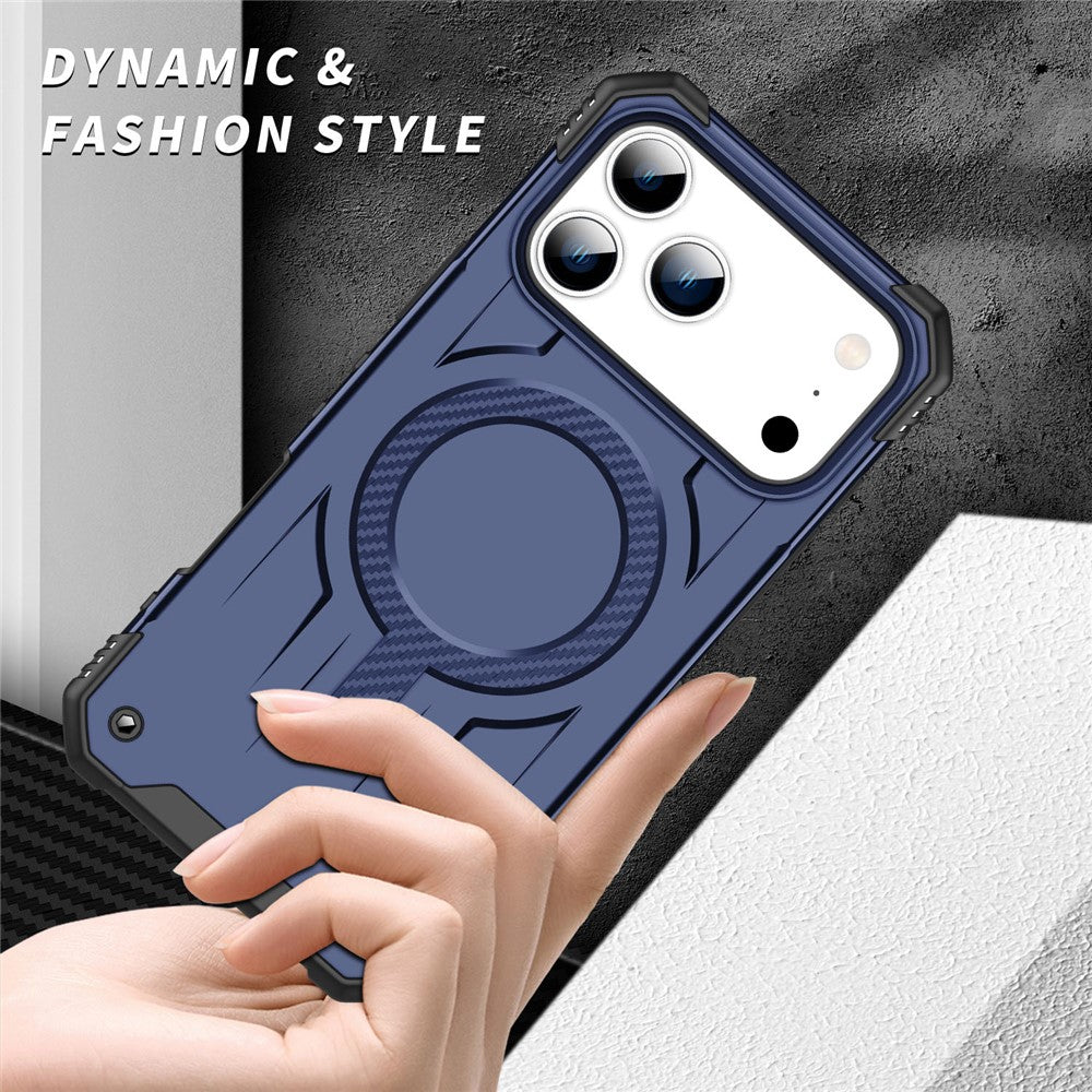 For iPhone 17 Pro Max Case Compatible with MagSafe Four Corner Airbags PC + TPU Phone Cover - Blue