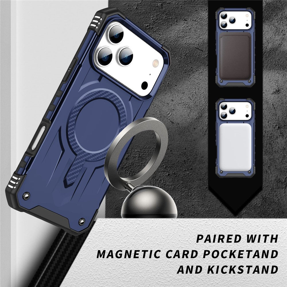 For iPhone 17 Pro Max Case Compatible with MagSafe Four Corner Airbags PC + TPU Phone Cover - Blue