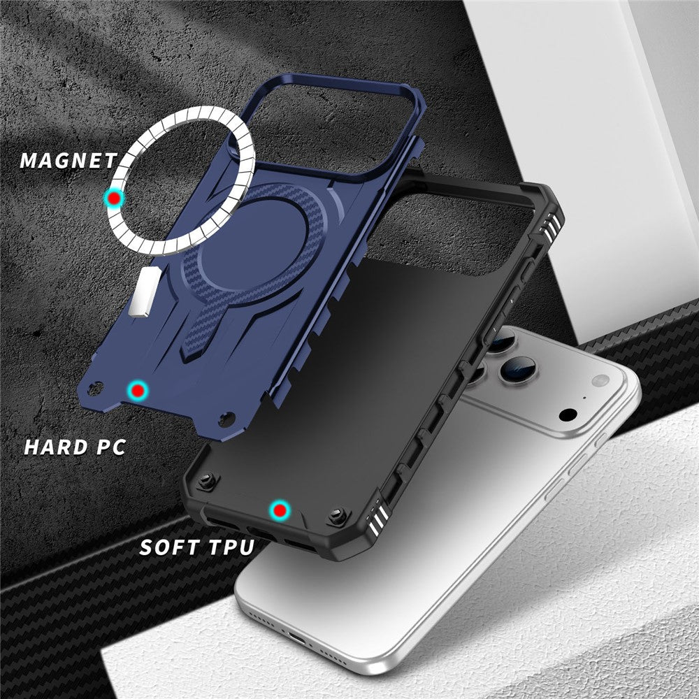 For iPhone 17 Pro Max Case Compatible with MagSafe Four Corner Airbags PC + TPU Phone Cover - Blue