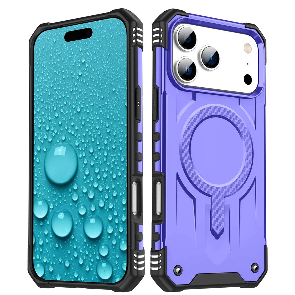 For iPhone 17 Pro Max Case Compatible with MagSafe Four Corner Airbags PC + TPU Phone Cover - Purple