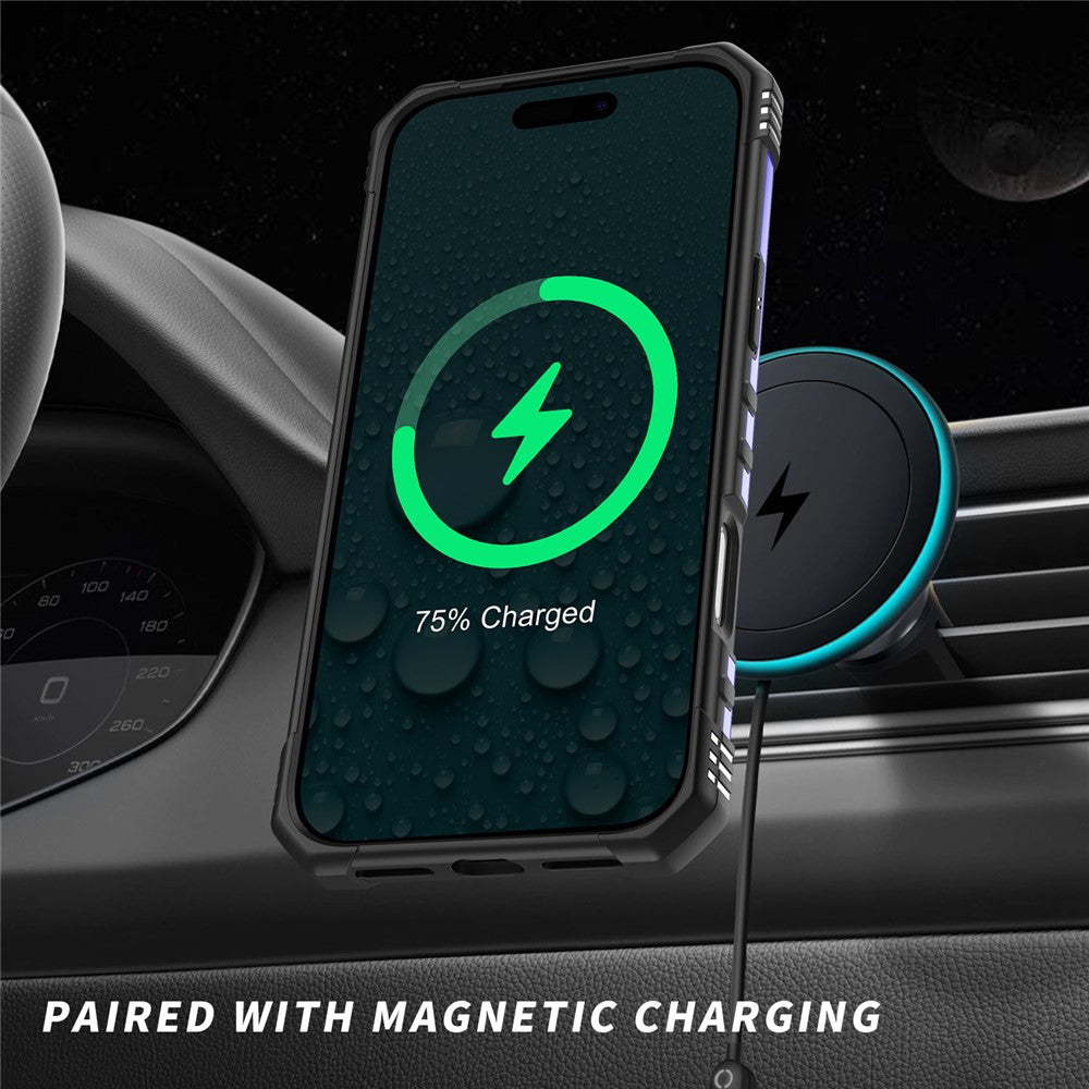 For iPhone 17 Pro Max Case Compatible with MagSafe Four Corner Airbags PC + TPU Phone Cover - Purple