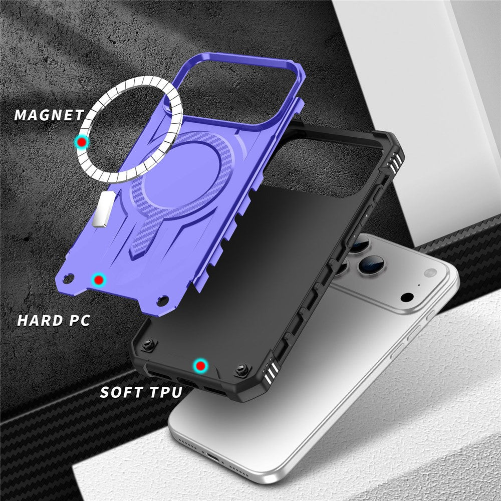 For iPhone 17 Pro Max Case Compatible with MagSafe Four Corner Airbags PC + TPU Phone Cover - Purple