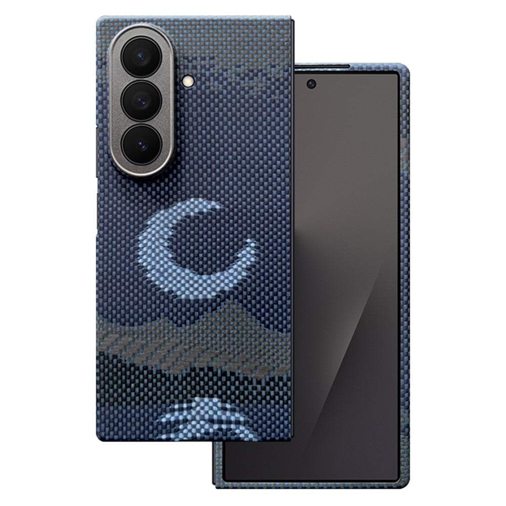 For Samsung Galaxy Z Fold7 5G Magnetic Case Precise Cutouts Aramid Fiber Phone Cover with Metal Lens Frame / Front Frame - Moon