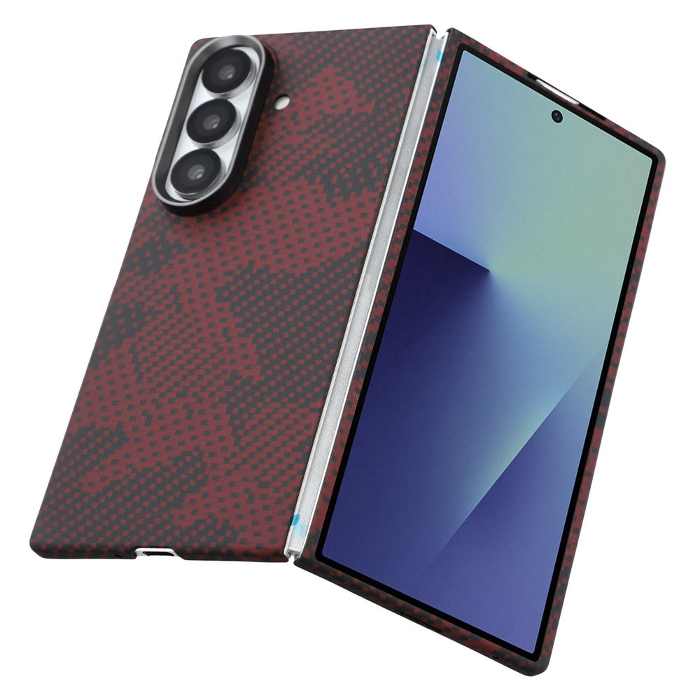 For Samsung Galaxy Z Fold7 5G Magnetic Case Camouflage Pattern Aramid Fiber Phone Cover with Metal Lens Frame / Front Frame
