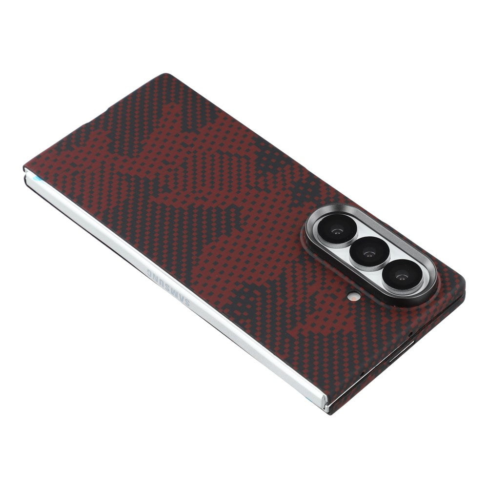 For Samsung Galaxy Z Fold7 5G Magnetic Case Camouflage Pattern Aramid Fiber Phone Cover with Metal Lens Frame / Front Frame