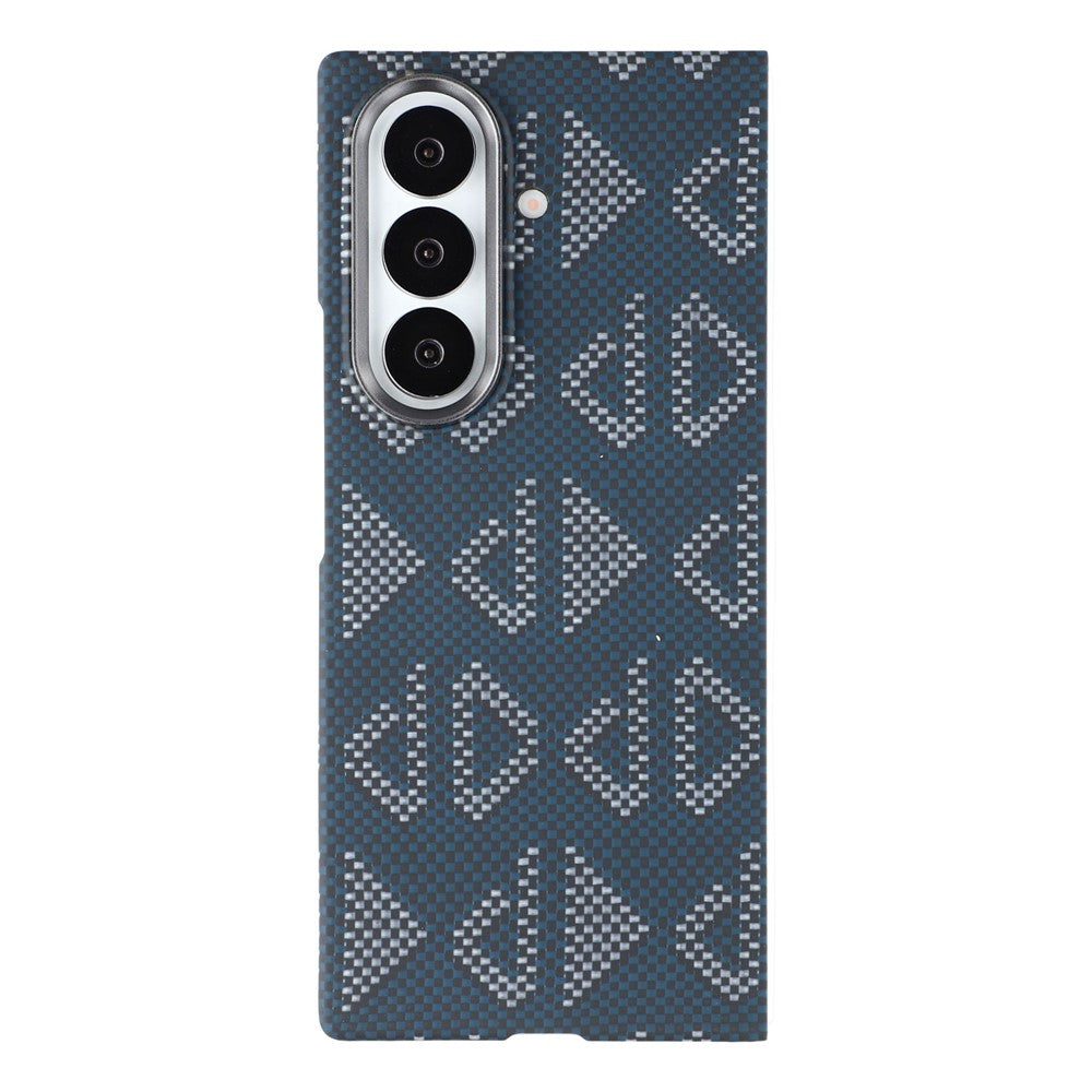 For Samsung Galaxy Z Fold7 5G Magnetic Case Geometric Pattern Aramid Fiber Phone Cover with Metal Lens Frame