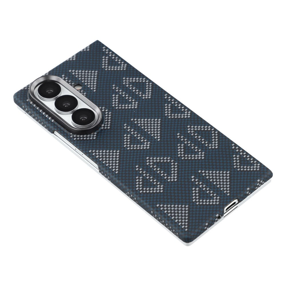 For Samsung Galaxy Z Fold7 5G Magnetic Case Geometric Pattern Aramid Fiber Phone Cover with Metal Lens Frame