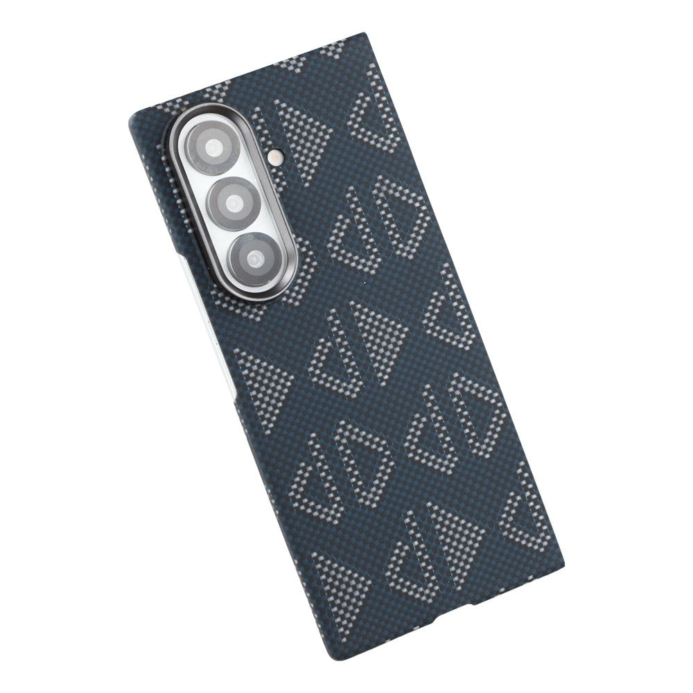 For Samsung Galaxy Z Fold7 5G Magnetic Case Geometric Pattern Aramid Fiber Phone Cover with Metal Lens Frame