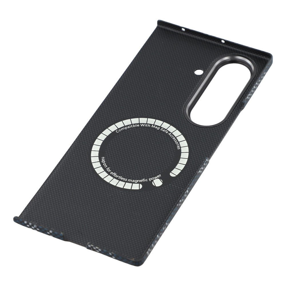 For Samsung Galaxy Z Fold7 5G Magnetic Case Geometric Pattern Aramid Fiber Phone Cover with Metal Lens Frame
