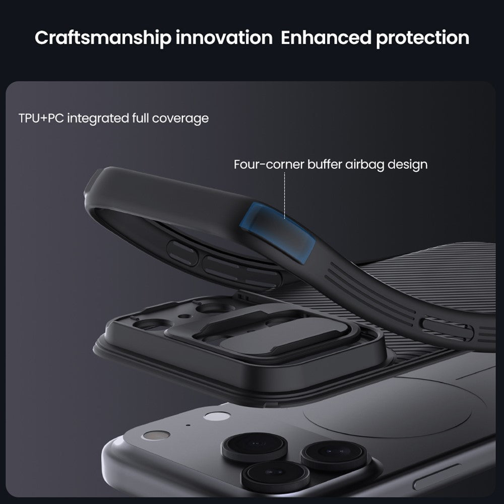 NILLKIN Camshield Pro Series for iPhone 17 Pro Max Case PC + TPU Slide Camera Lid Phone Cover - Black