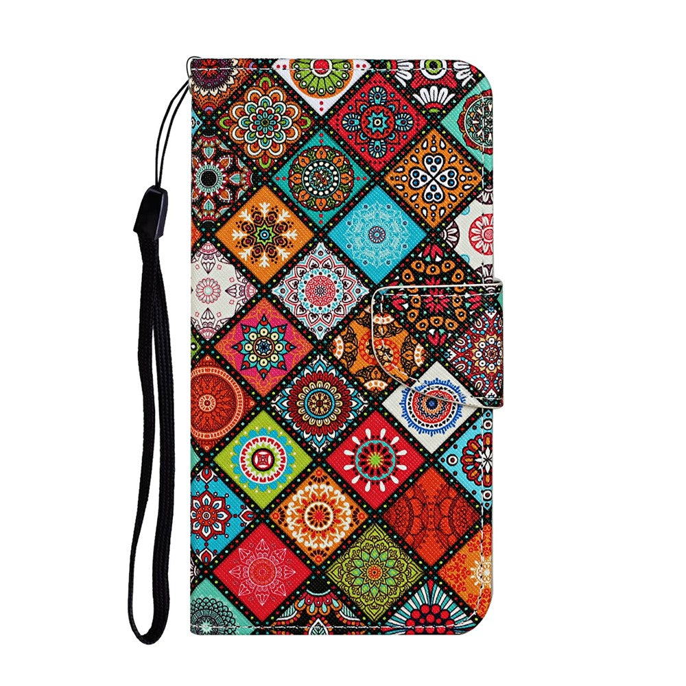 For iPhone 17 Pro Max Case Pattern Printing Protective Leather Folio Phone Cover with Wrist Strap - Ethnic Style