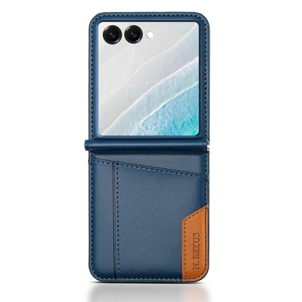N.BEKUS For Samsung Galaxy Z Flip7 5G Case Card Slot PU + PC Phone Back Cover - Blue