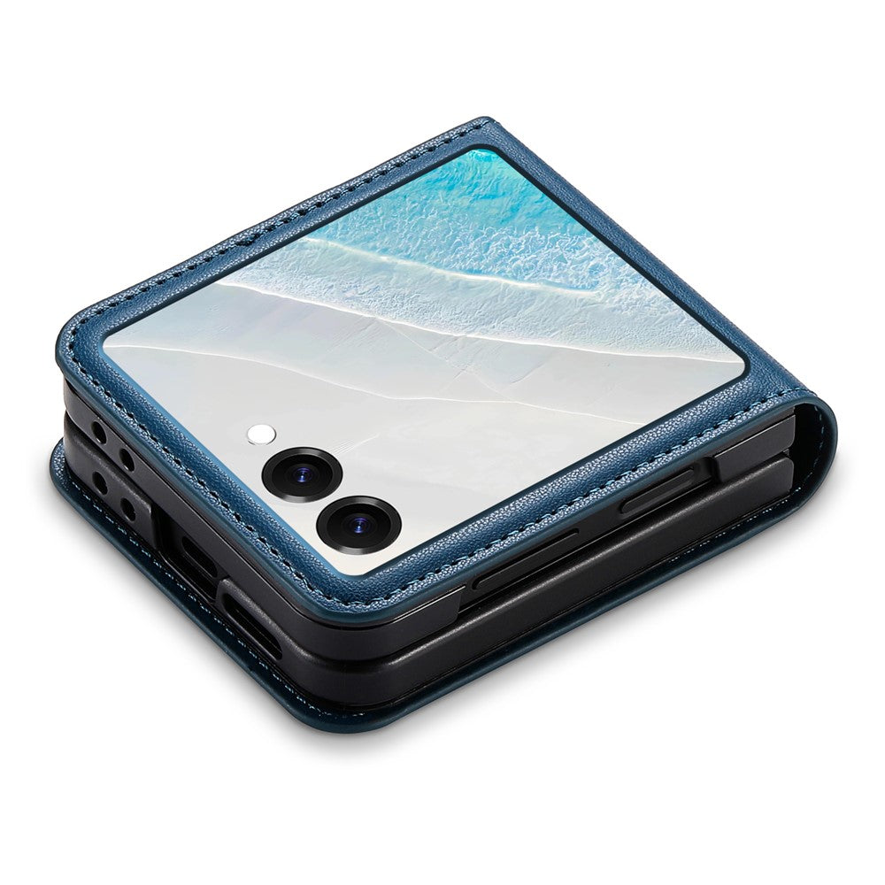 N.BEKUS For Samsung Galaxy Z Flip7 5G Case Card Slot PU + PC Phone Back Cover - Blue