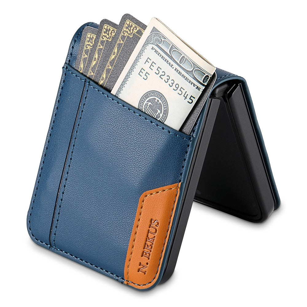 N.BEKUS For Samsung Galaxy Z Flip7 5G Case Card Slot PU + PC Phone Back Cover - Blue