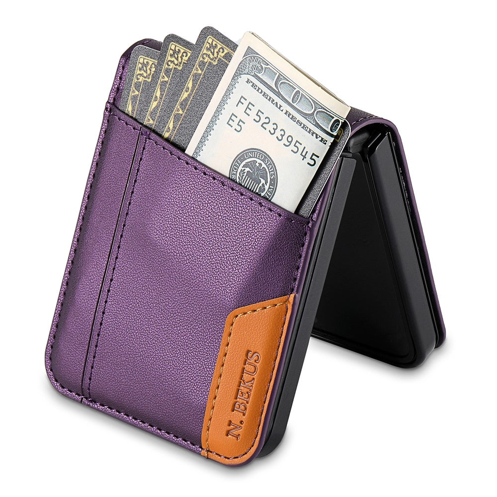 N.BEKUS For Samsung Galaxy Z Flip7 5G Case Card Slot PU + PC Phone Back Cover - Purple