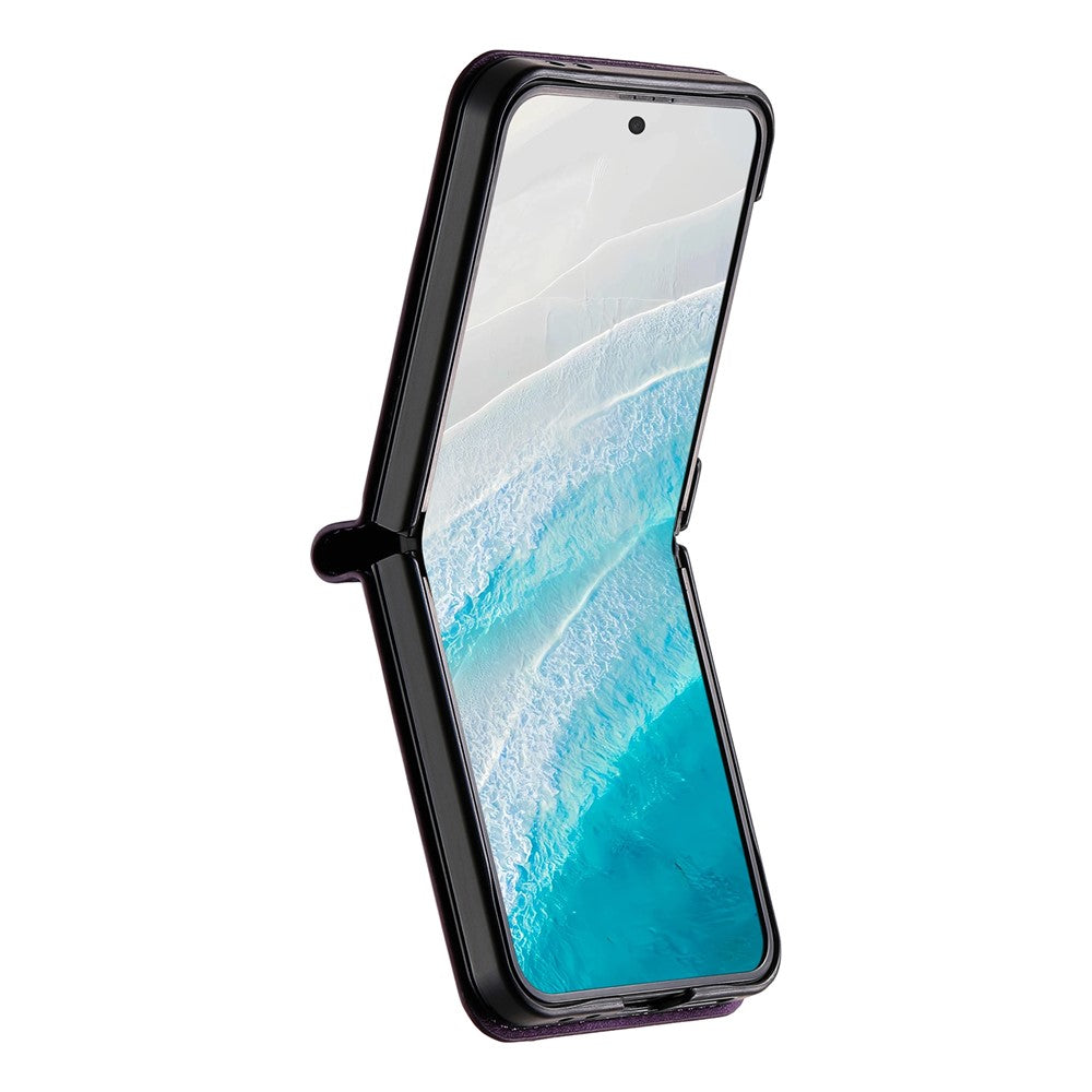 N.BEKUS For Samsung Galaxy Z Flip7 5G Case Card Slot PU + PC Phone Back Cover - Purple