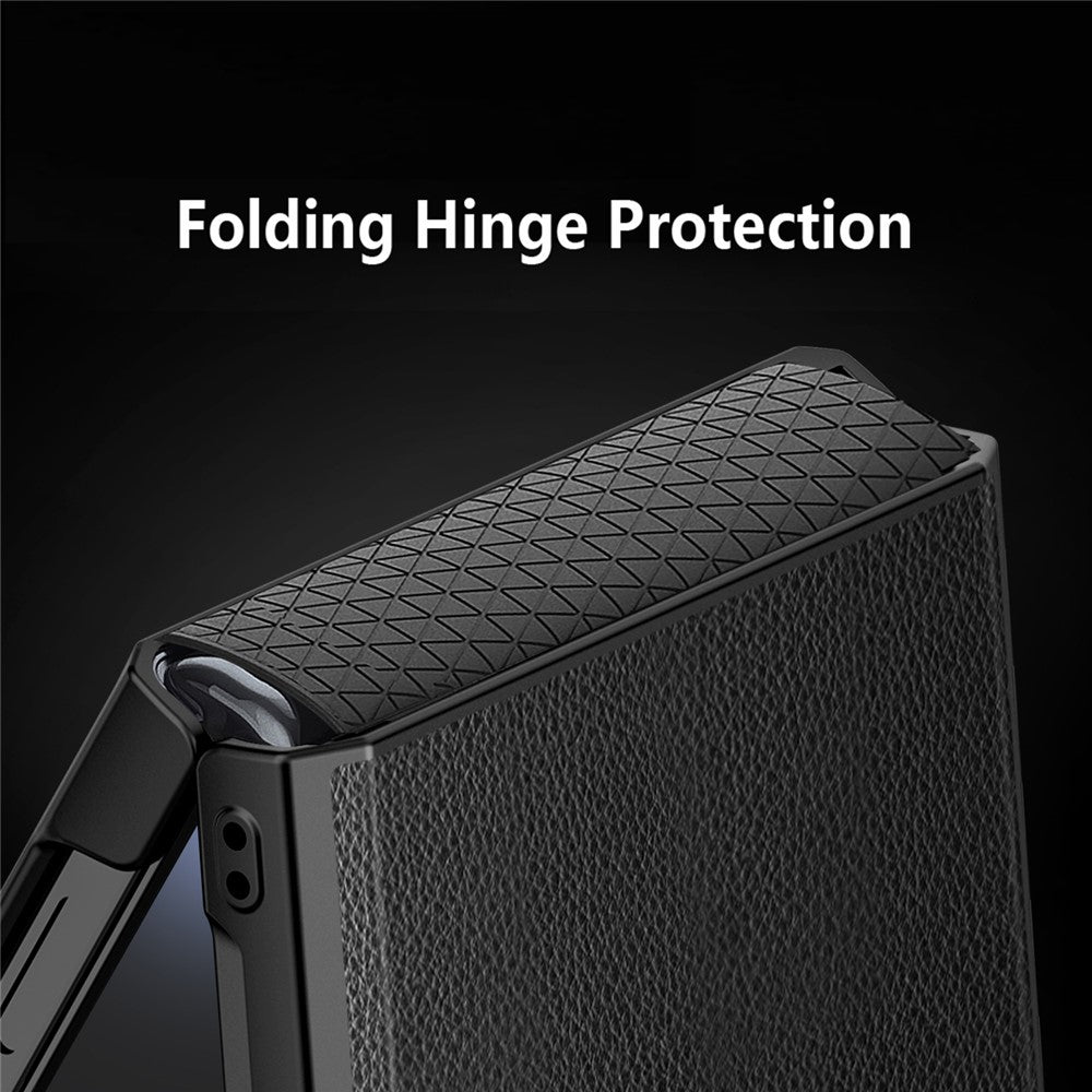 For Samsung Galaxy Z Flip7 5G Case Kickstand PC+PU Phone Cover with Screen / Lens Film - Green