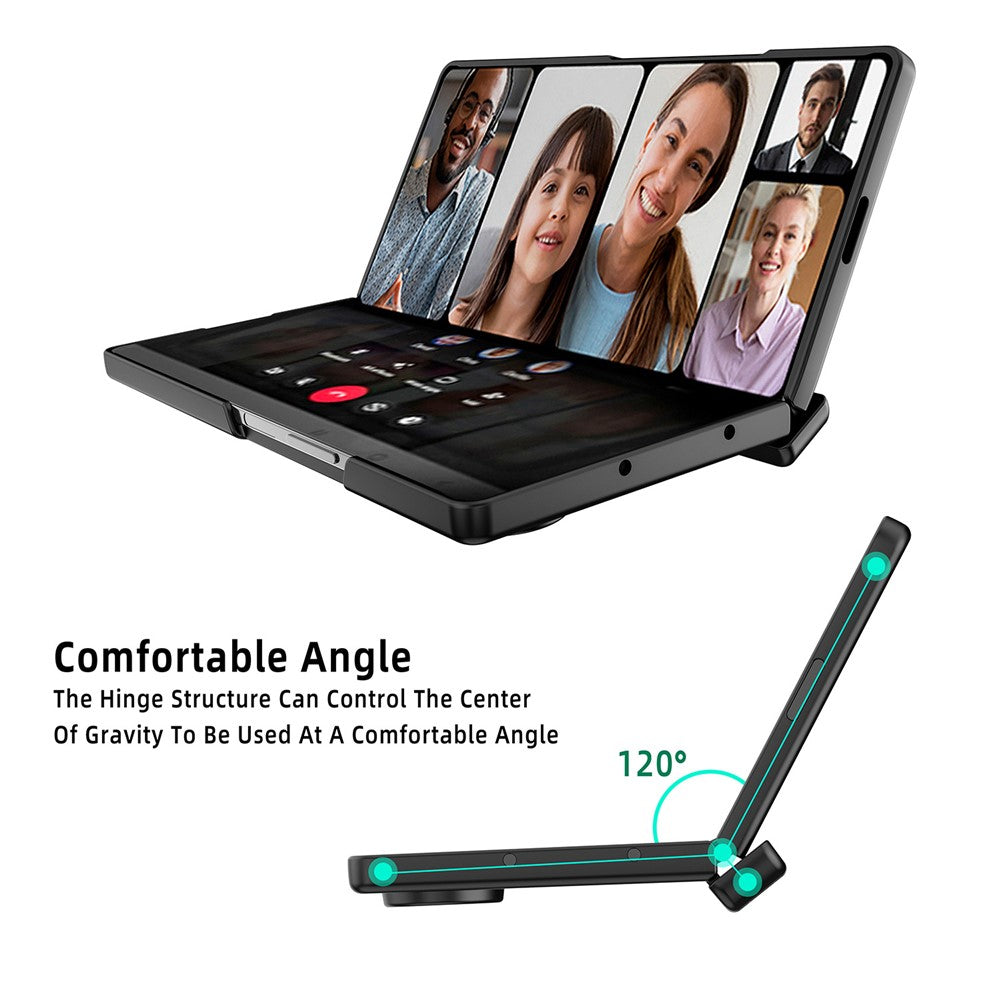 For Samsung Galaxy Z Fold7 5G Case Kickstand Hard PC Phone Cover with Screen Film - Black