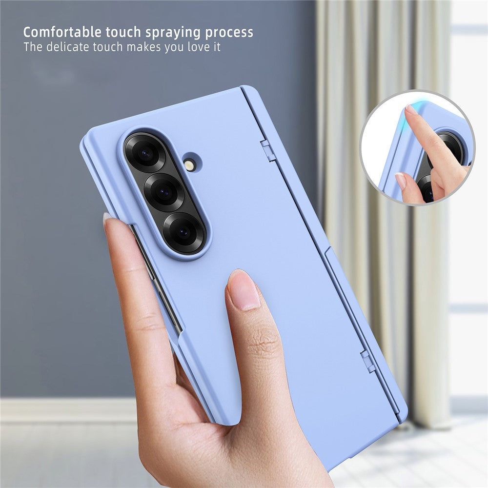 For Samsung Galaxy Z Fold7 5G Case Kickstand Hard PC Phone Cover with Screen Film - Baby Blue